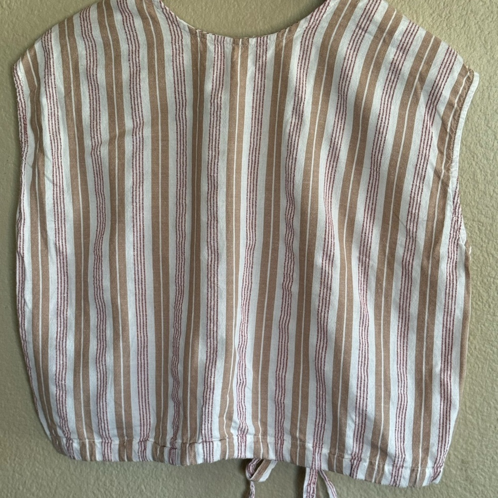 Billabong Striped Tie-Front Crop Tank Top – Size M - Picture 2 of 3